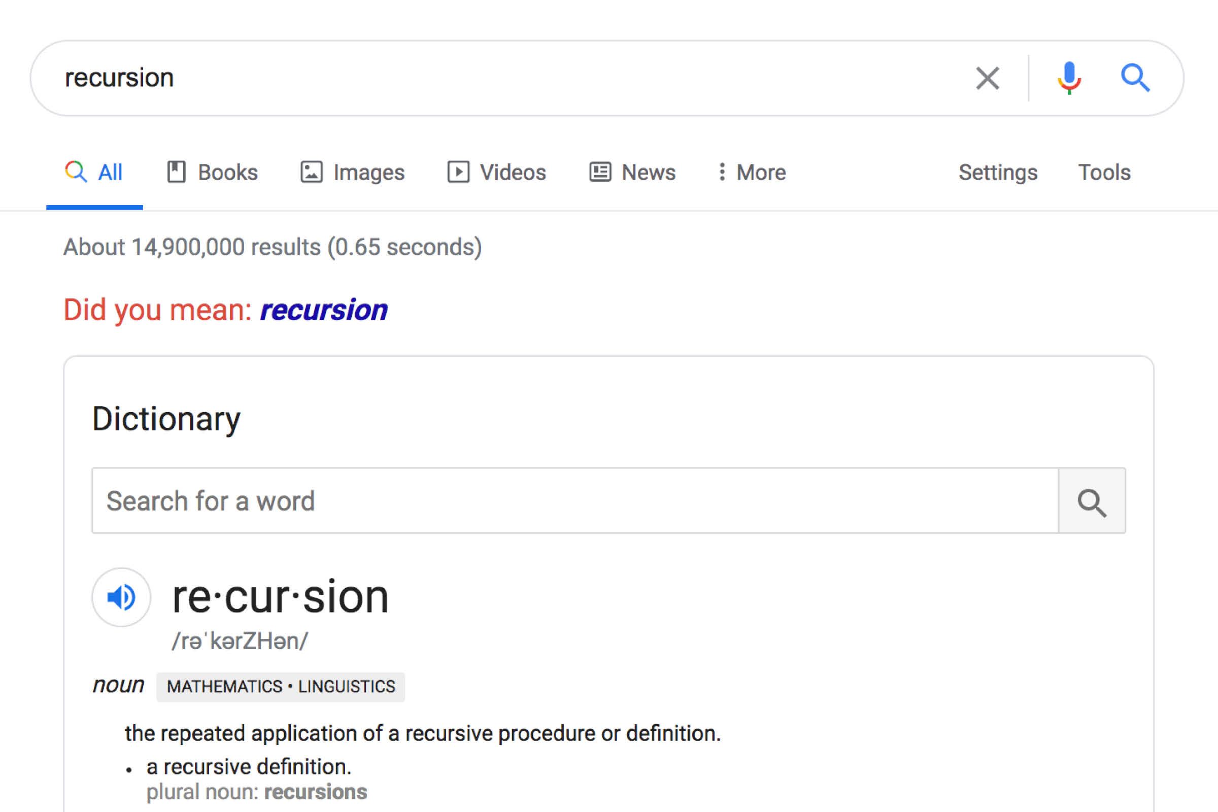 Google: Recursion