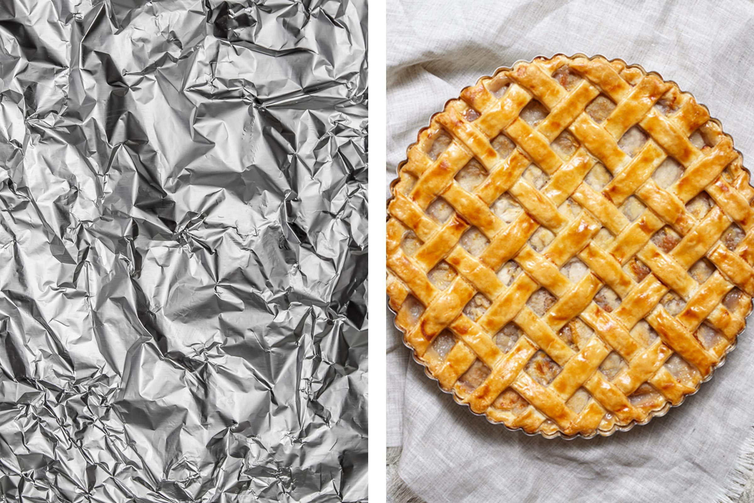 Aluminum Foil texture next to lattice pie