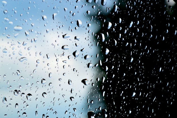 Fascinating raindrops on the glass