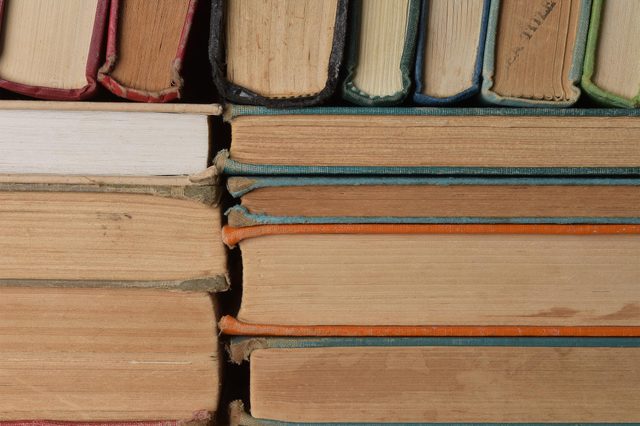 Books on stacks of books.