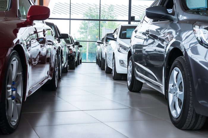 Modern beautiful showroom with cars being sold