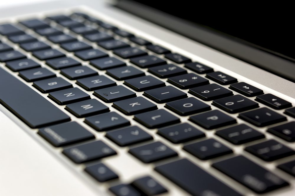 Close up of keyboard of a modern laptop