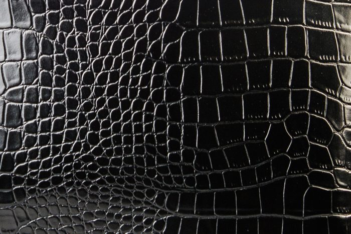 The texture of the leather in black. Patent leather