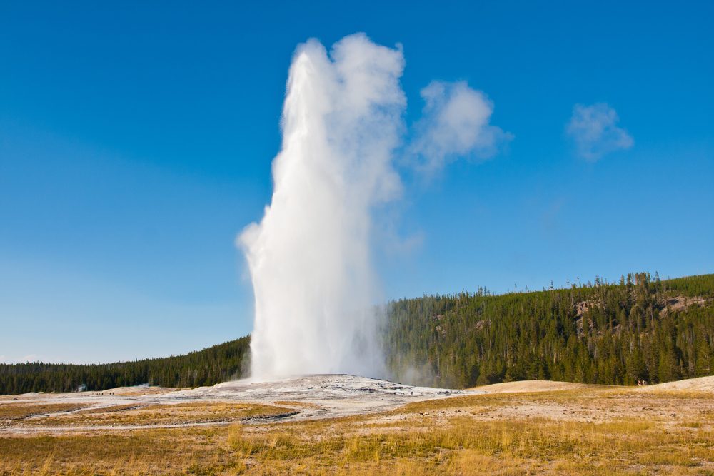 Eruption of Old Faithful geyser at Yellowstone National Park