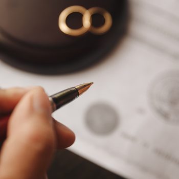 marriage contract and pen
