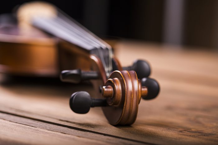 Close up of a violin shallow deep of field