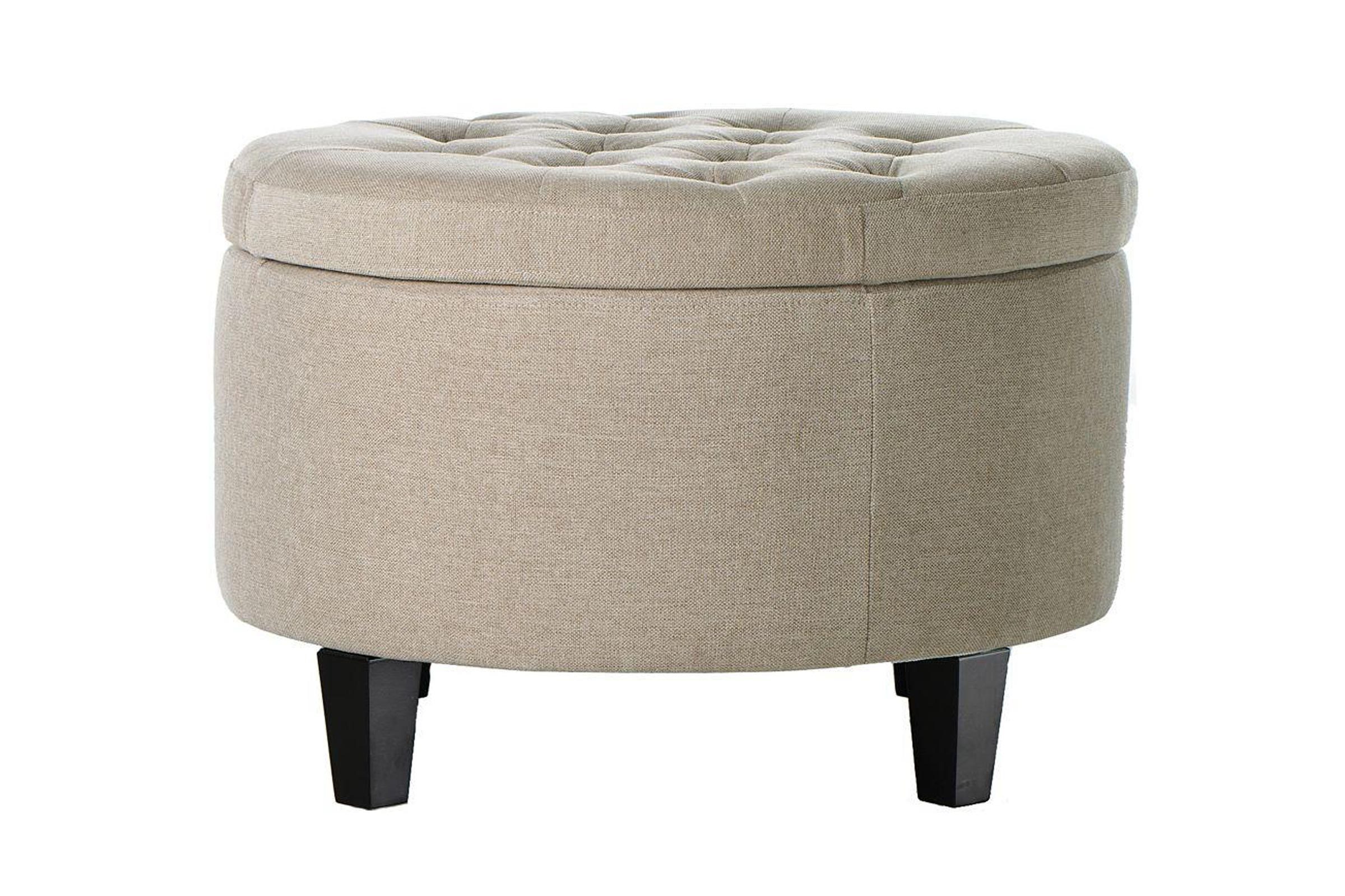 Emma Textured Natural Storage Ottoman