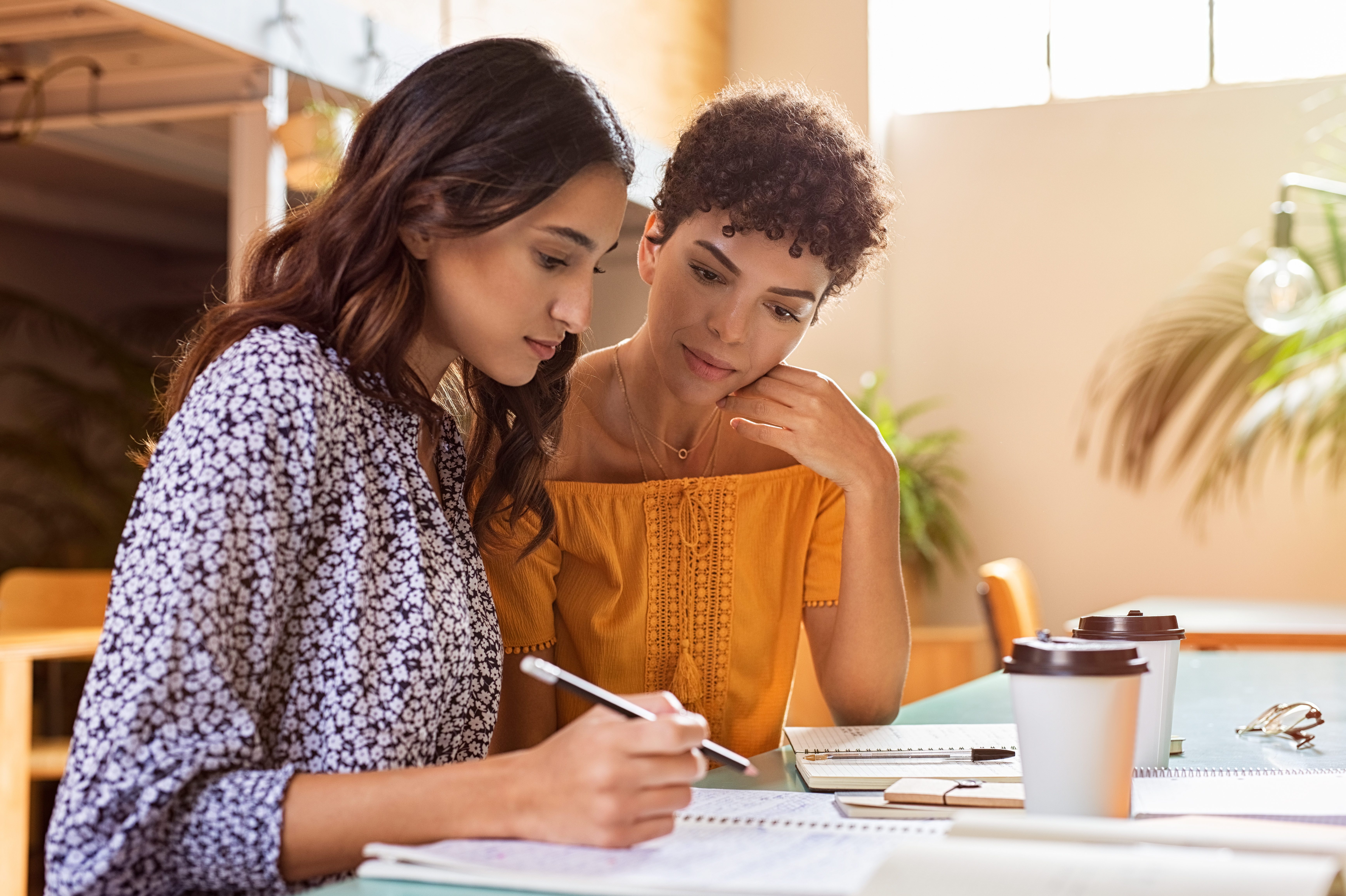 women studying together