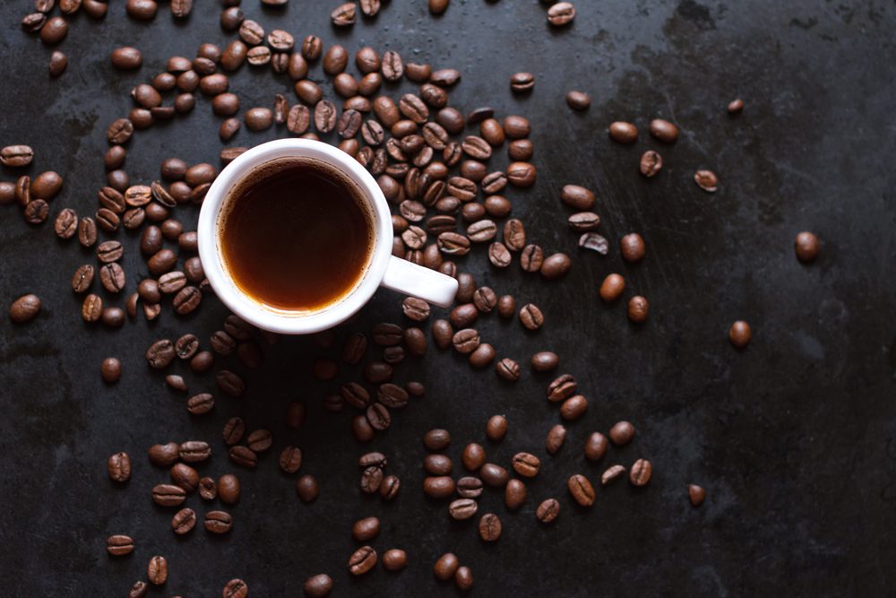 cup of coffee on a dark background