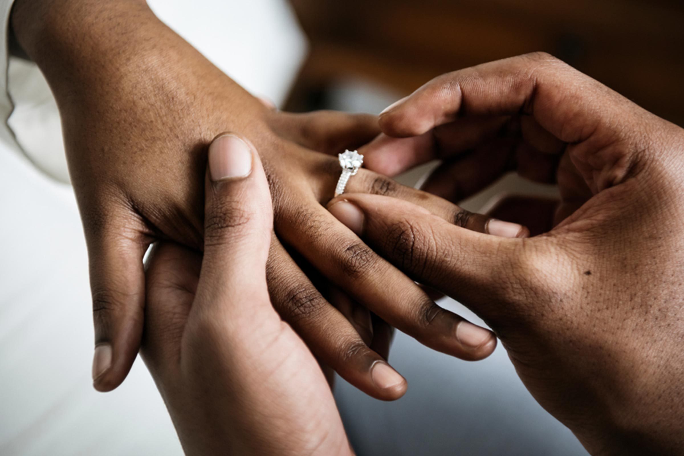 engagement marriage african hands