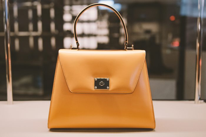 Woman handbag in a showcase of a luxury store