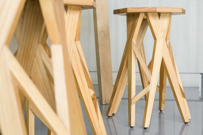 wood chair with wall background