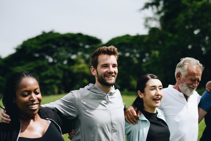 Happy diverse people together in the park