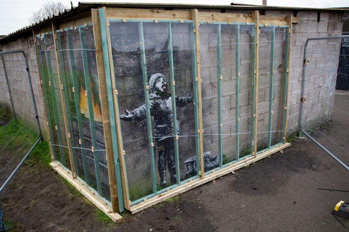 Banksy graffiti artwork in Port Talbot, Wales, UK - 11 Jan 2019