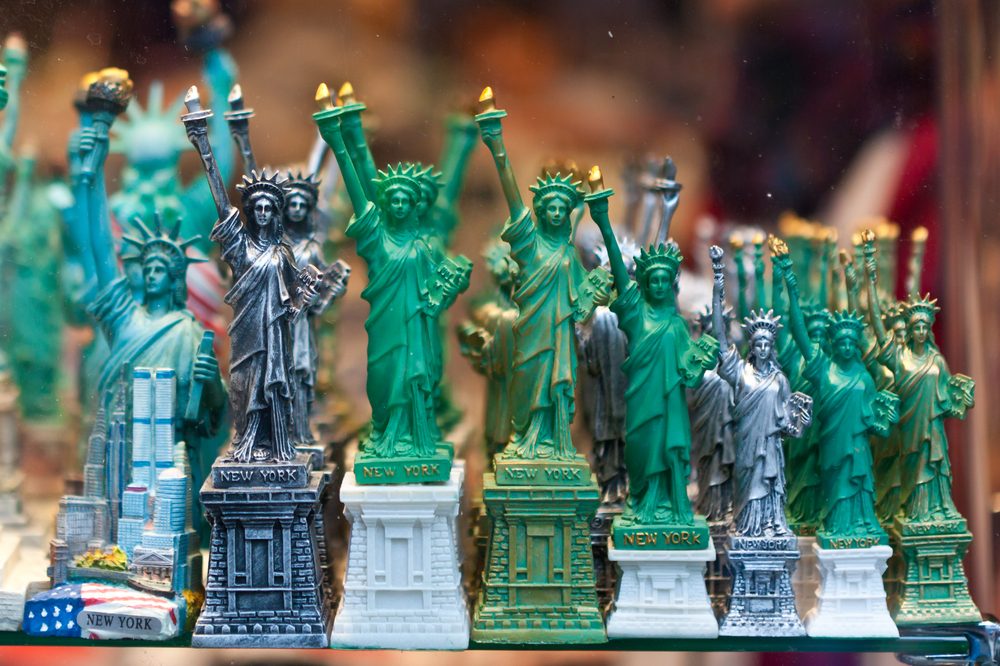 NEW YORK - DECEMBER 9: Statue of Liberty souvenirs at a store in New York on December 9, 2012. The Statue of Liberty is a symbol of USA. It was a gift from the people of France to the United States.