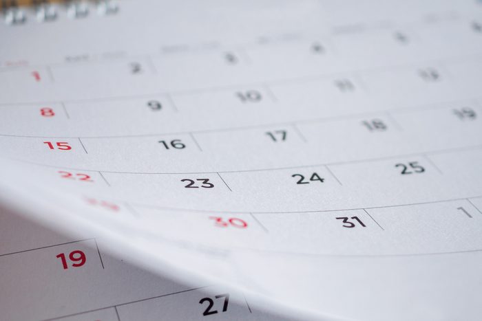 calendar page flipping sheet close up background