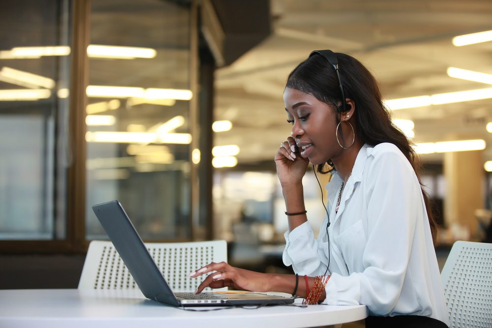 hotline african black customer service, happy support operator, call center