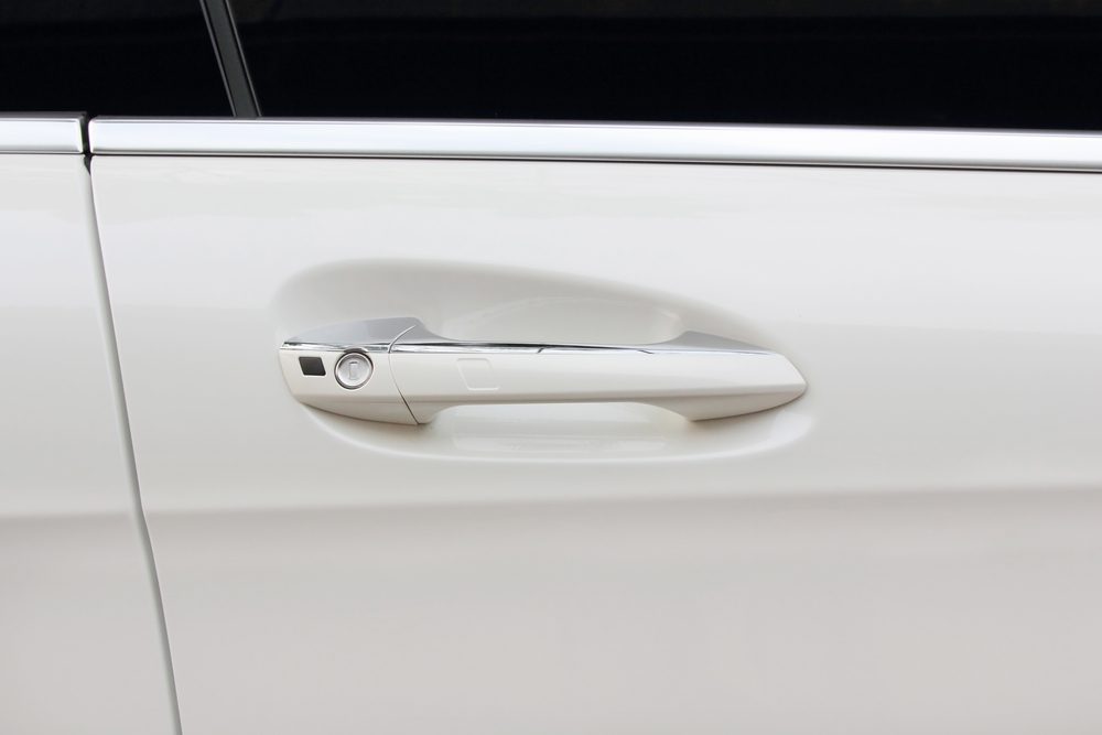 car door handle of cream color modern car