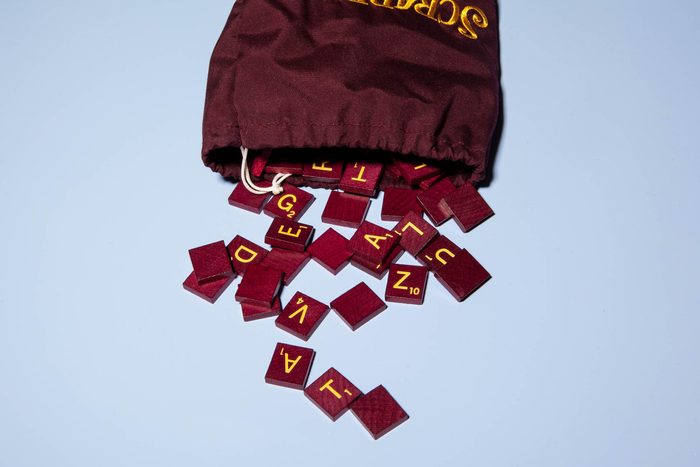 scrabble letters pouring out