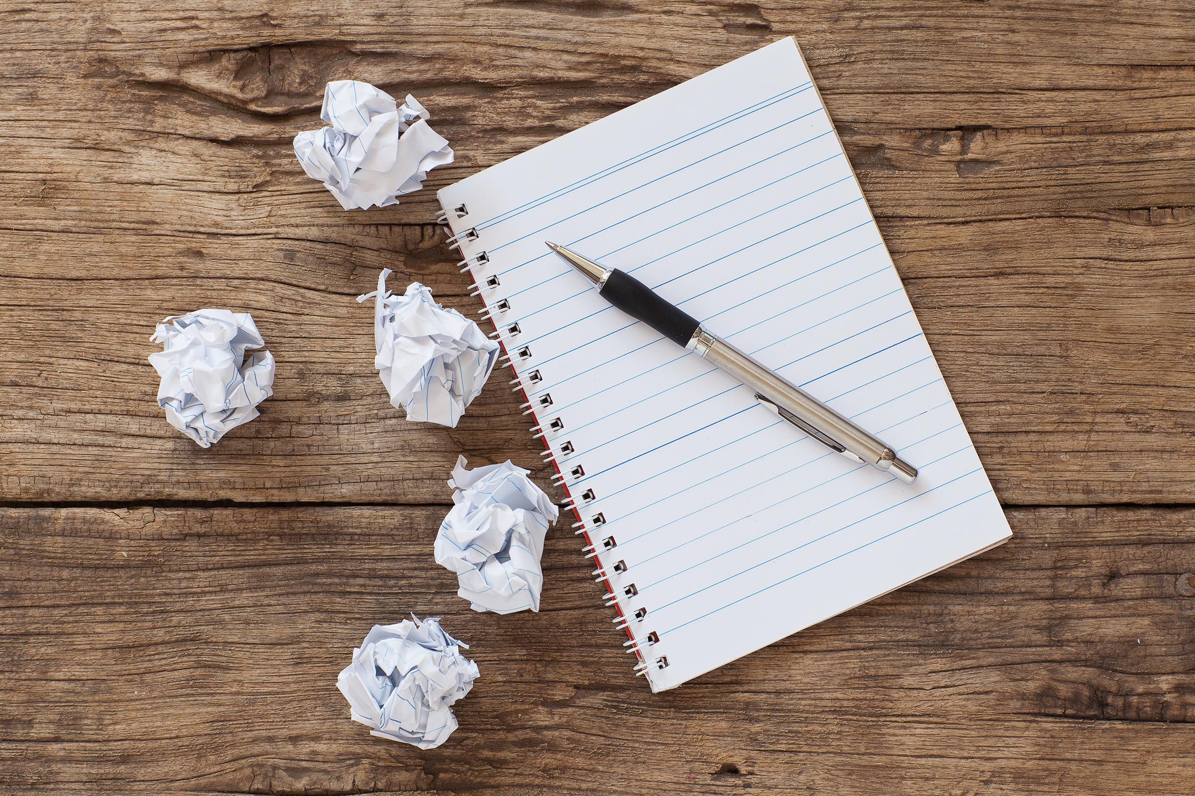 crumpled paper notebook