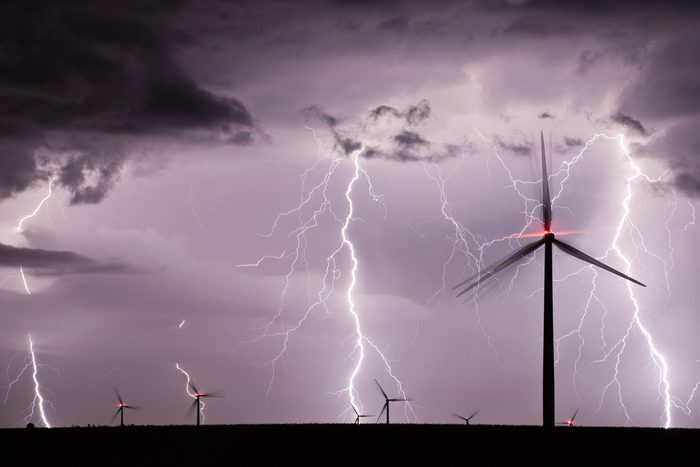 Thunderstorm over a wind farm