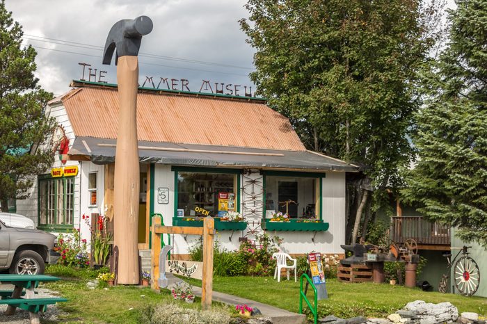 Haines, Alaska, USA - July 29th, 2017: Street view of the Hammer Museum located in Haines, Alaska.