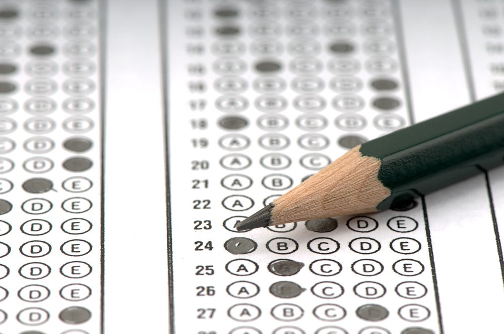 Test score sheet with answers.