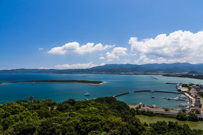 Tomioka bay view from above in Amakusa, Kumamoto, Japan