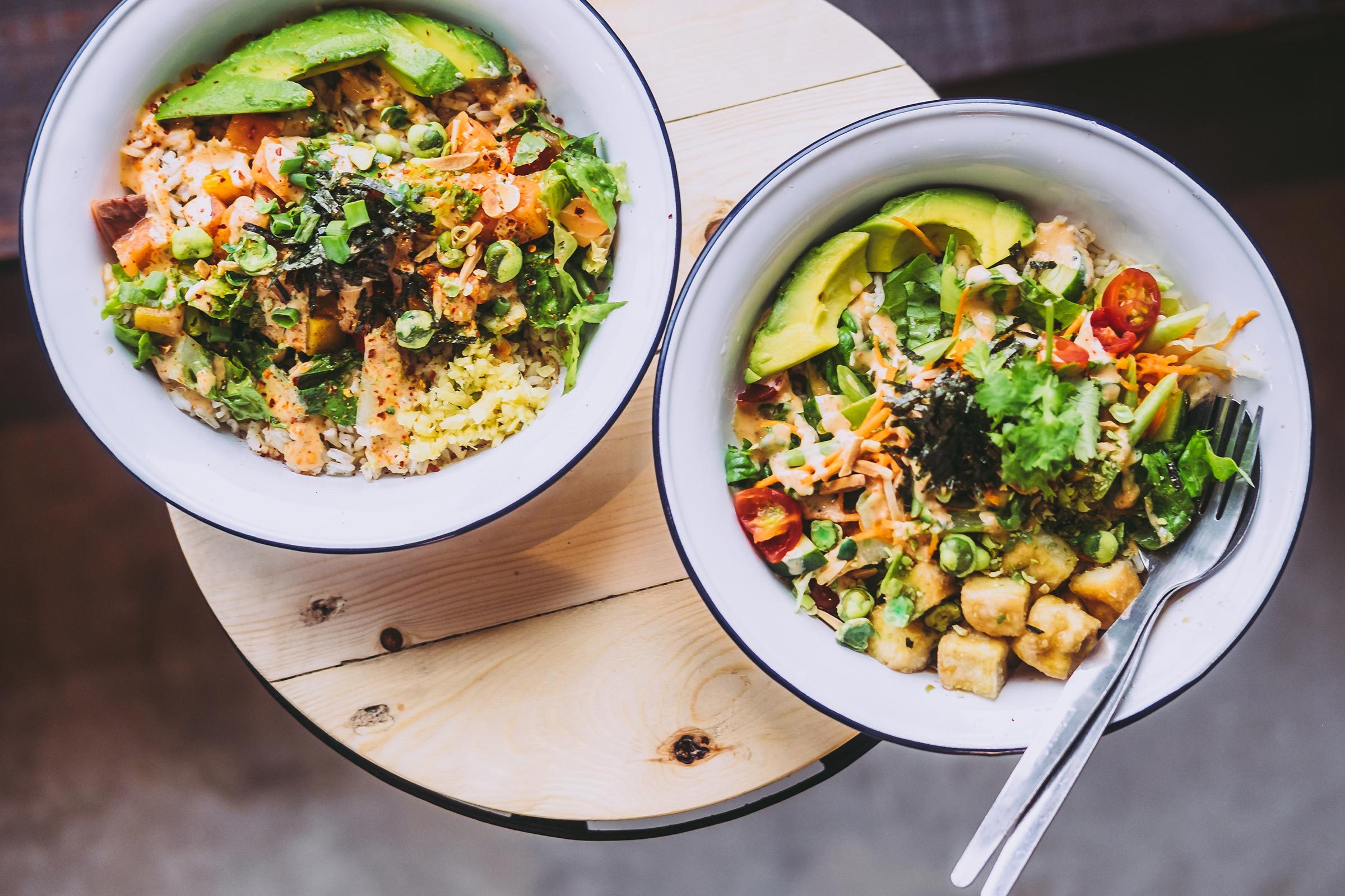 two bowls of food