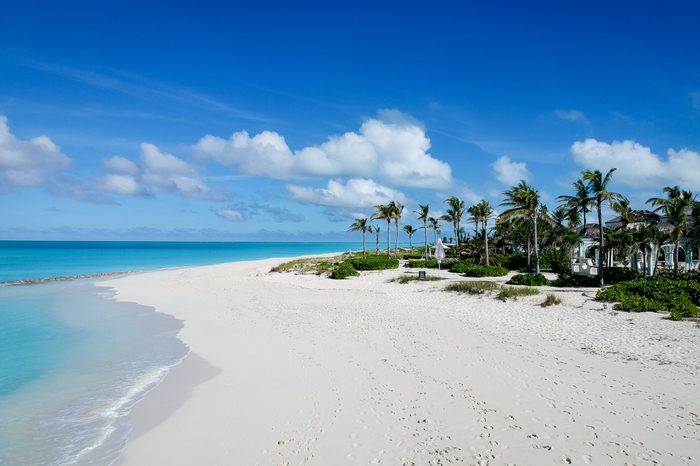 Drone photo of pier in Grace Bay, Providenciales, Turks and Caic