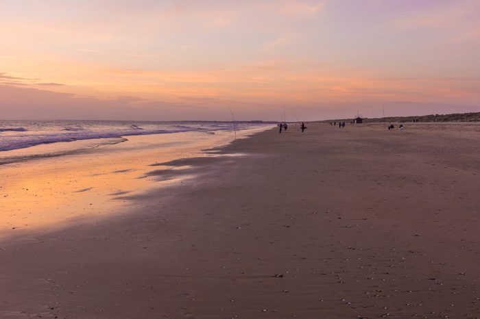 Sunset in Punta Umbria beach, Huelva, Spain