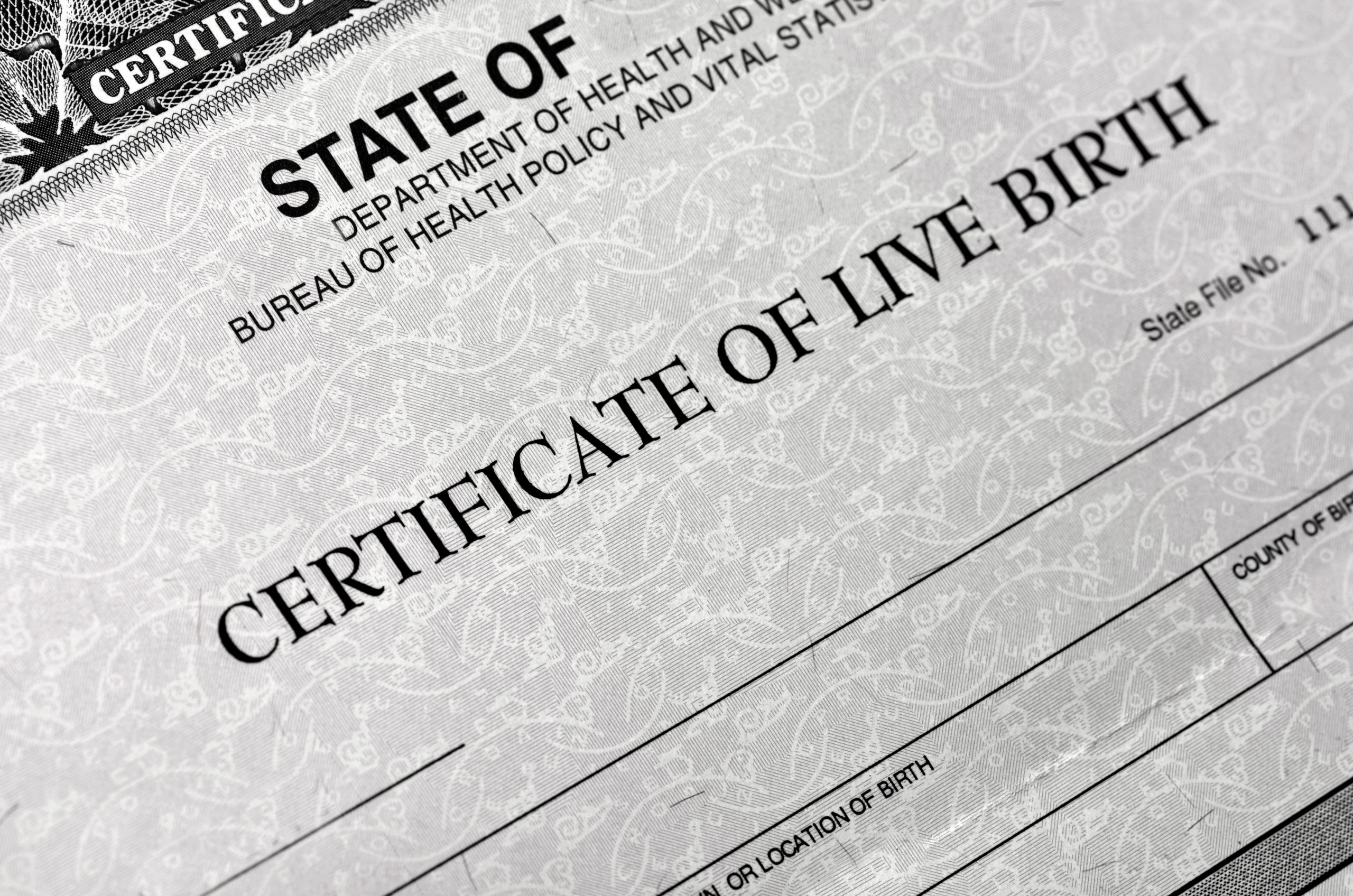 Birth Certificate for live baby born 