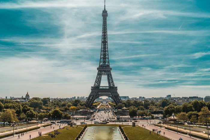 The Eiffel Tower is a wrought iron lattice tower on the Champ de Mars in Paris, France. It is named after the engineer Gustave Eiffel, whose company designed and built the tower.