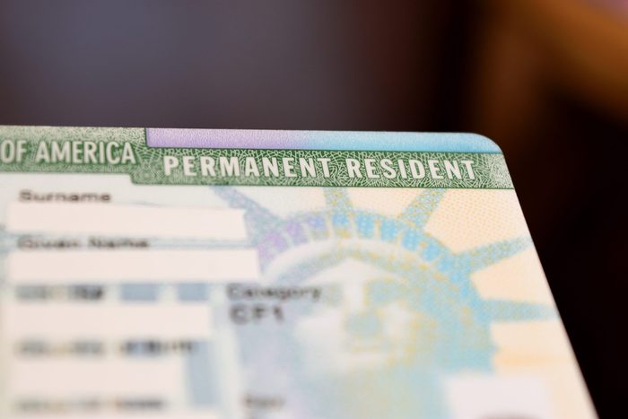 permanent resident card or green card