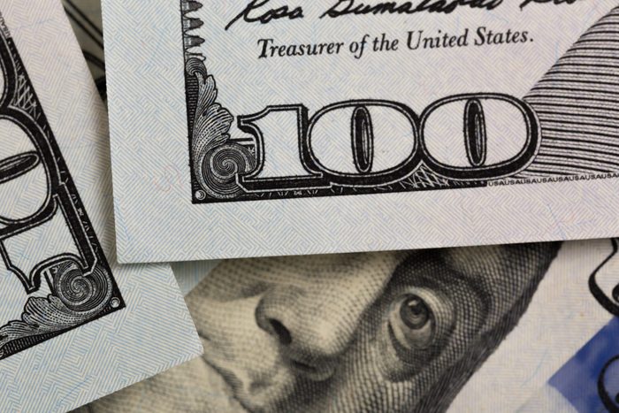 US hundred Dollar elements , super macro, close up photo