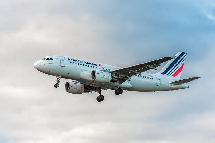 LONDON, ENGLAND - AUGUST 22, 2016: F-GRHU Air France Airbus A319 Landing in Heathrow Airport, London.