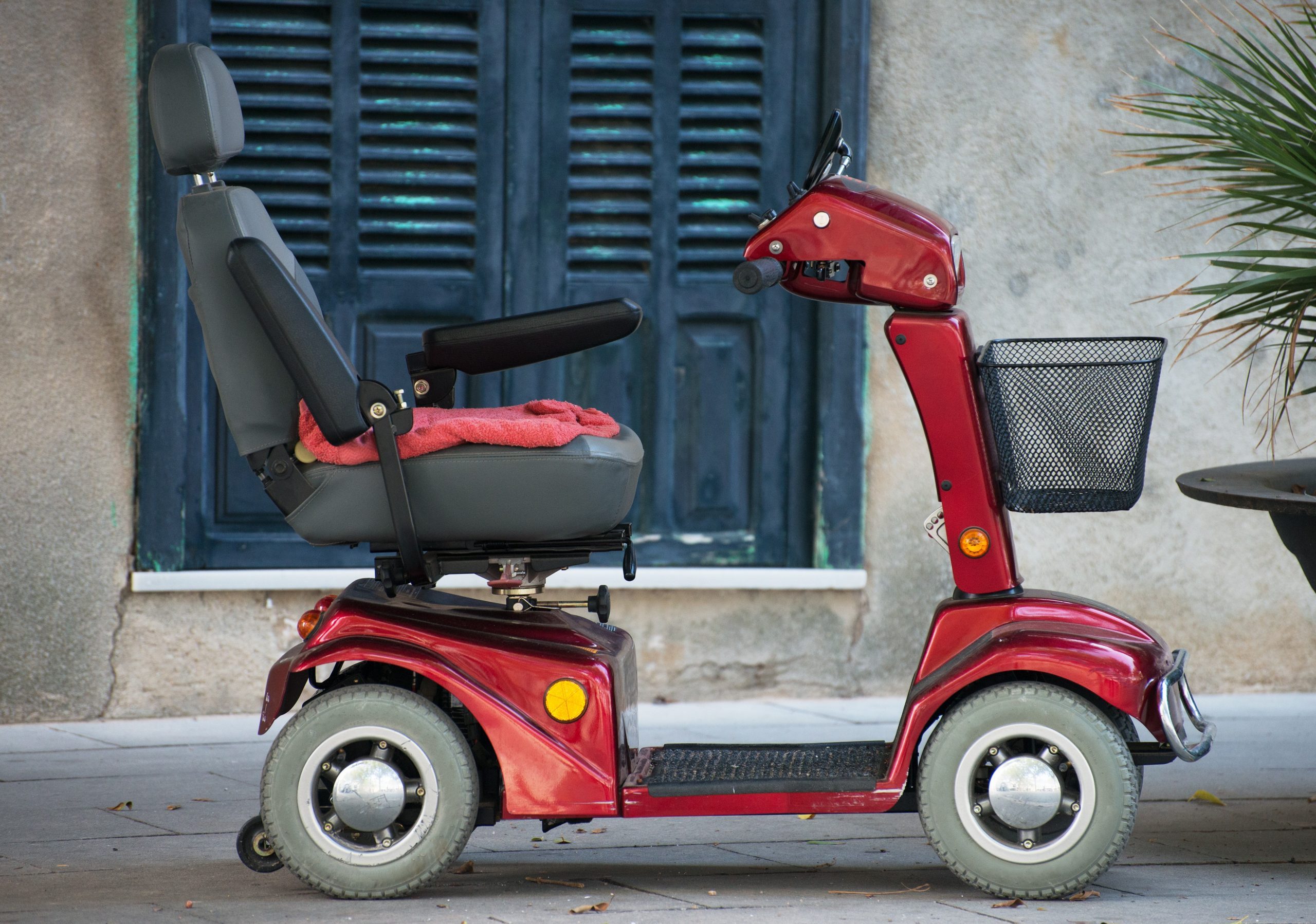 Motorized wheelchair car for disabled people.