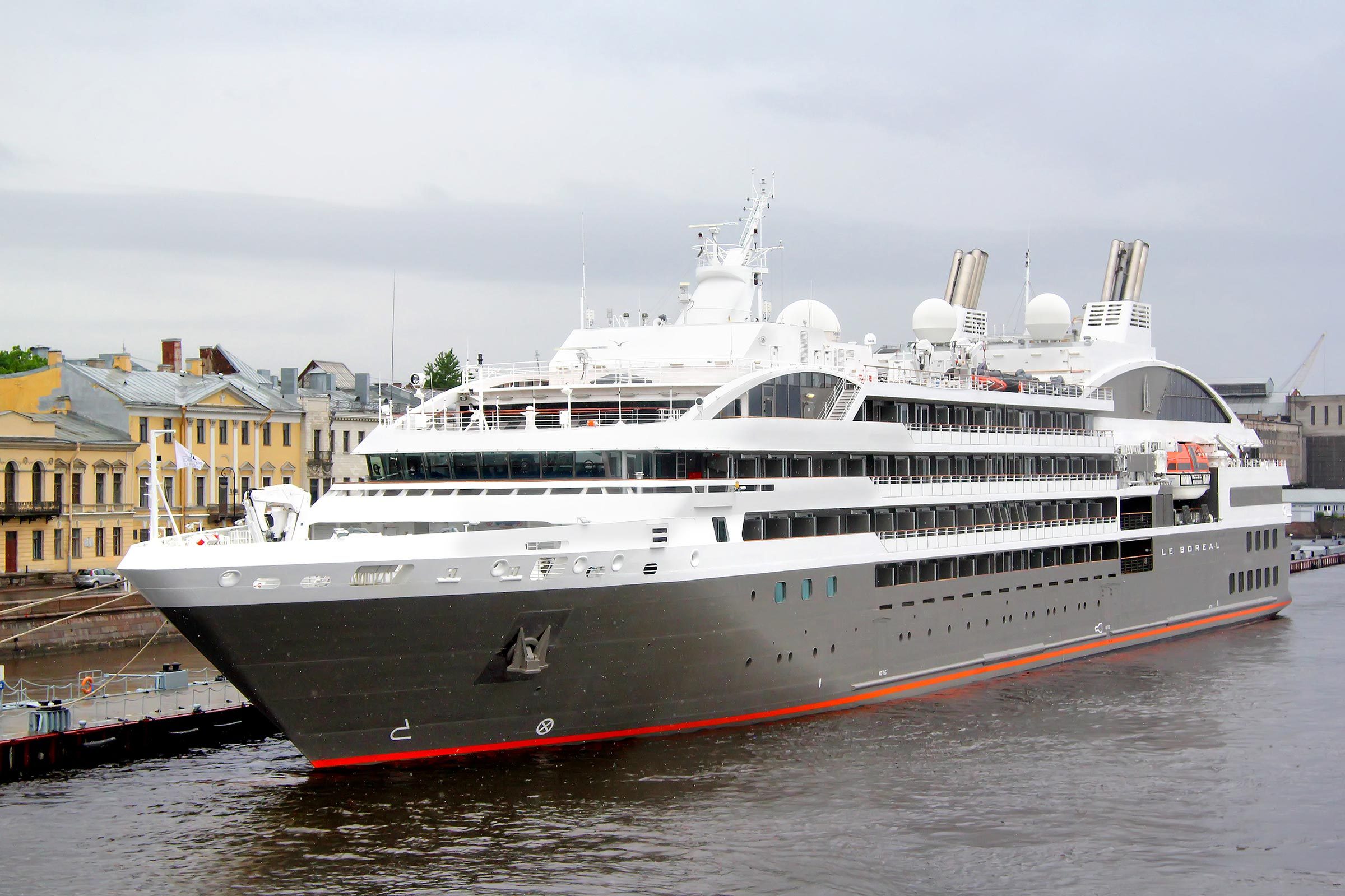 SAINT PETERSBURG - MAY 26, 2013: Le Boreal cruise ship in at the Neva river in Saint Petersburg, Russia.