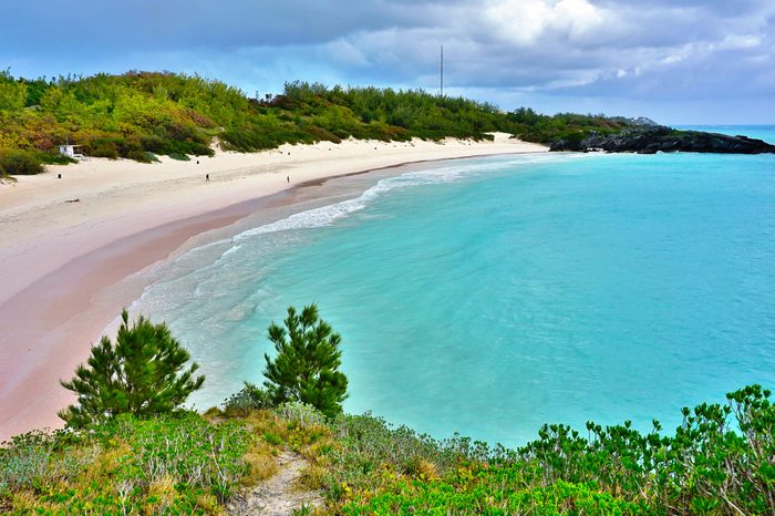 SOUTHAMPTON, BERMUDA -14 FEBRUARY 2015: Horseshoe Bay, the most famous beach in Bermuda with turquoise water and pink sand, has been ranked the #8 beach in the world by TripAdvisor.