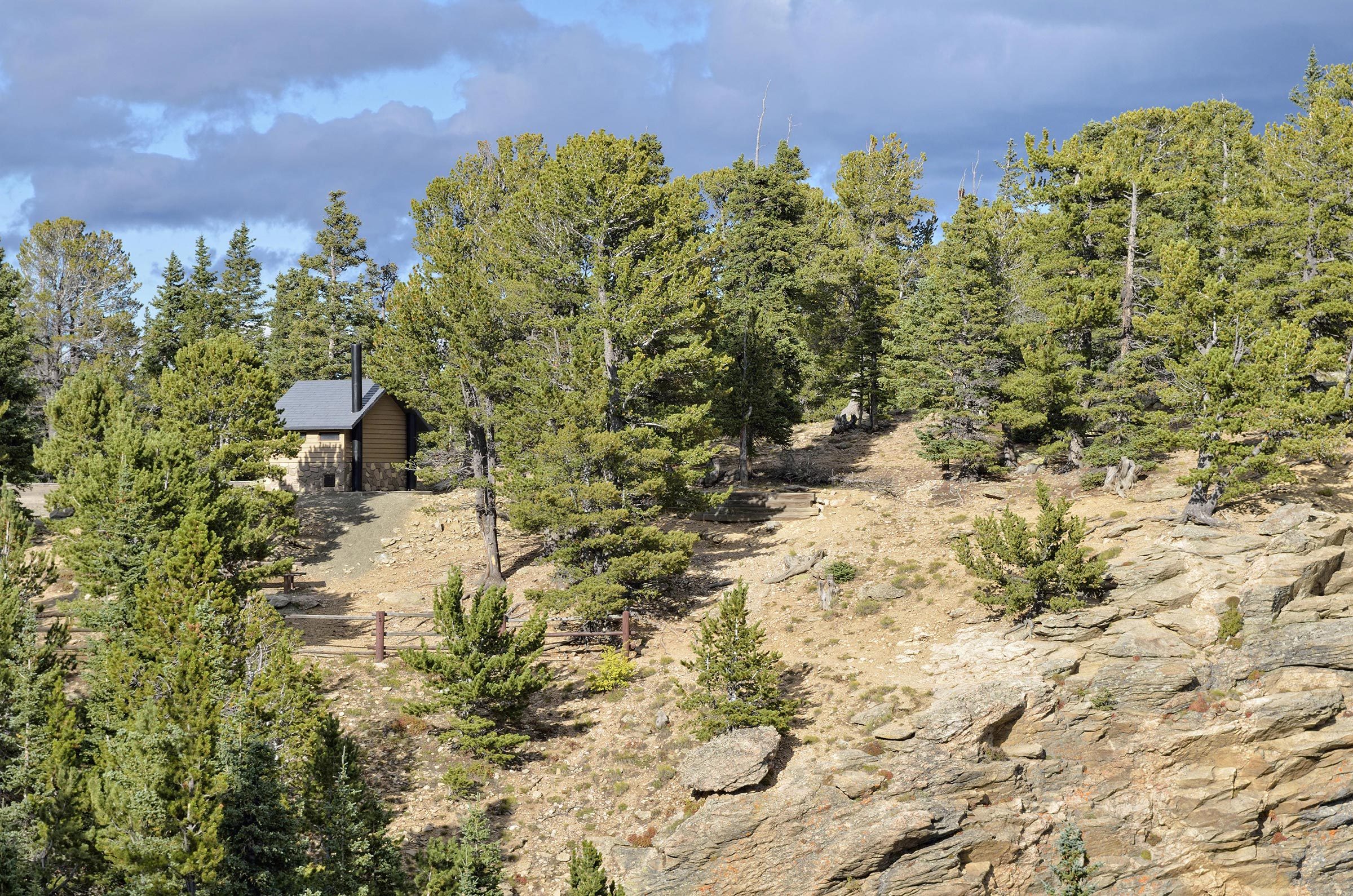 VARIOUS Toilet hut at Juniper Pass, State Road 103, Mount Evans Wilderness Arapaho National Forest, Idaho Springs, Colorado, USA