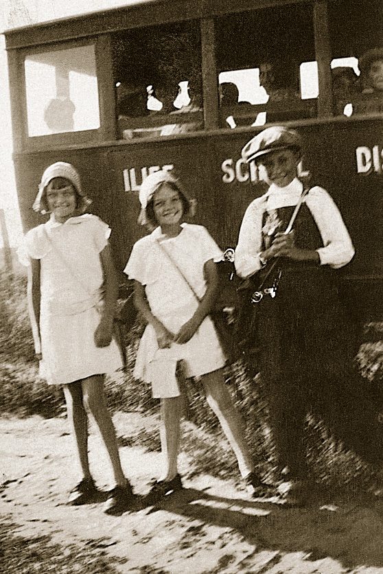 vintage waiting for school bus