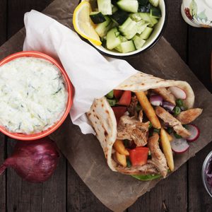 Chicken doner kebab, turkish street food similar to greek gyros