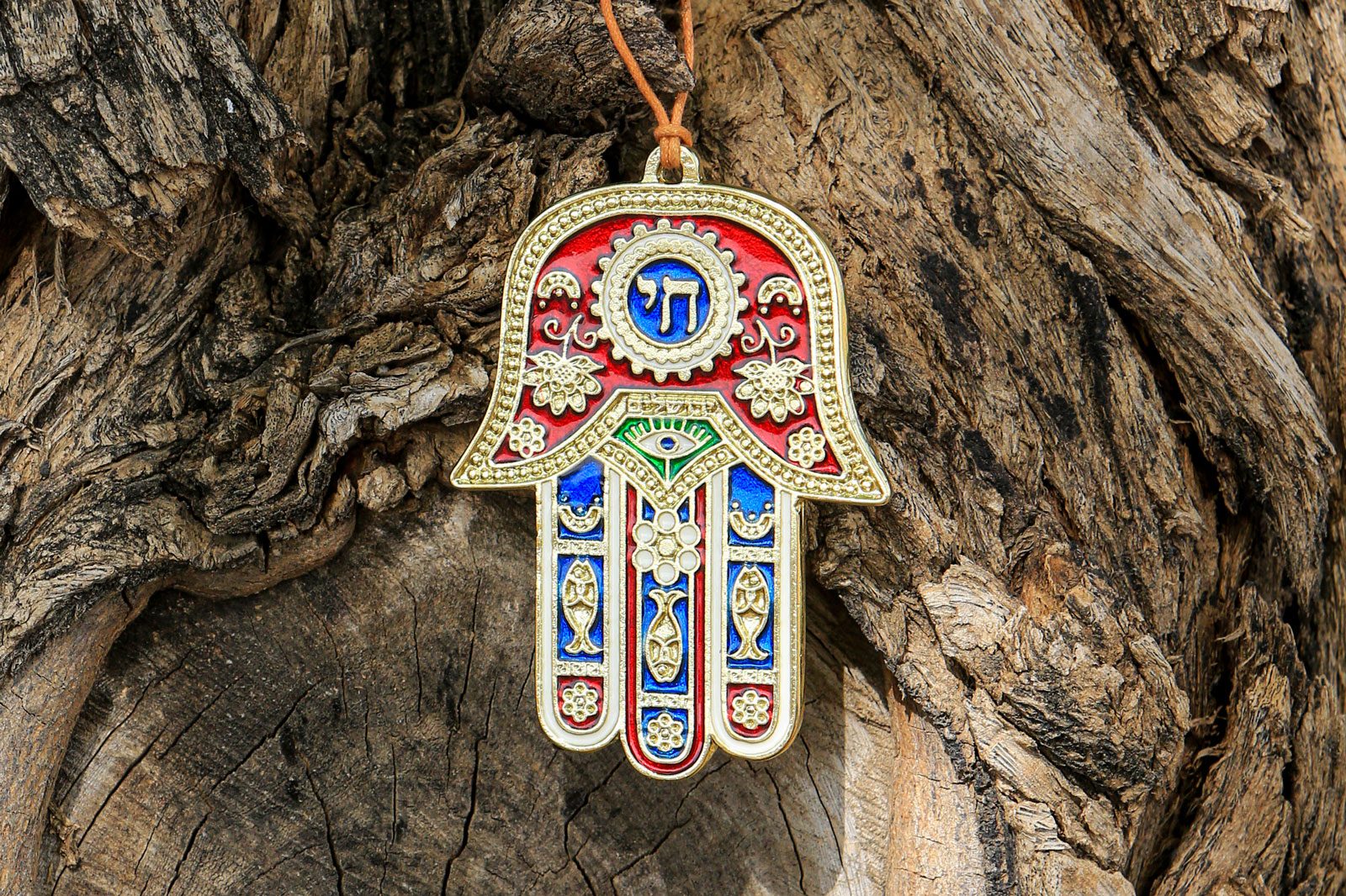 Hamsa, Khomsa On A Tree Trunk. Galilee. Tell Hazor. Israel. Middle East.