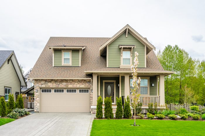 A perfect neighborhood. Houses in suburb at Spring in the north America