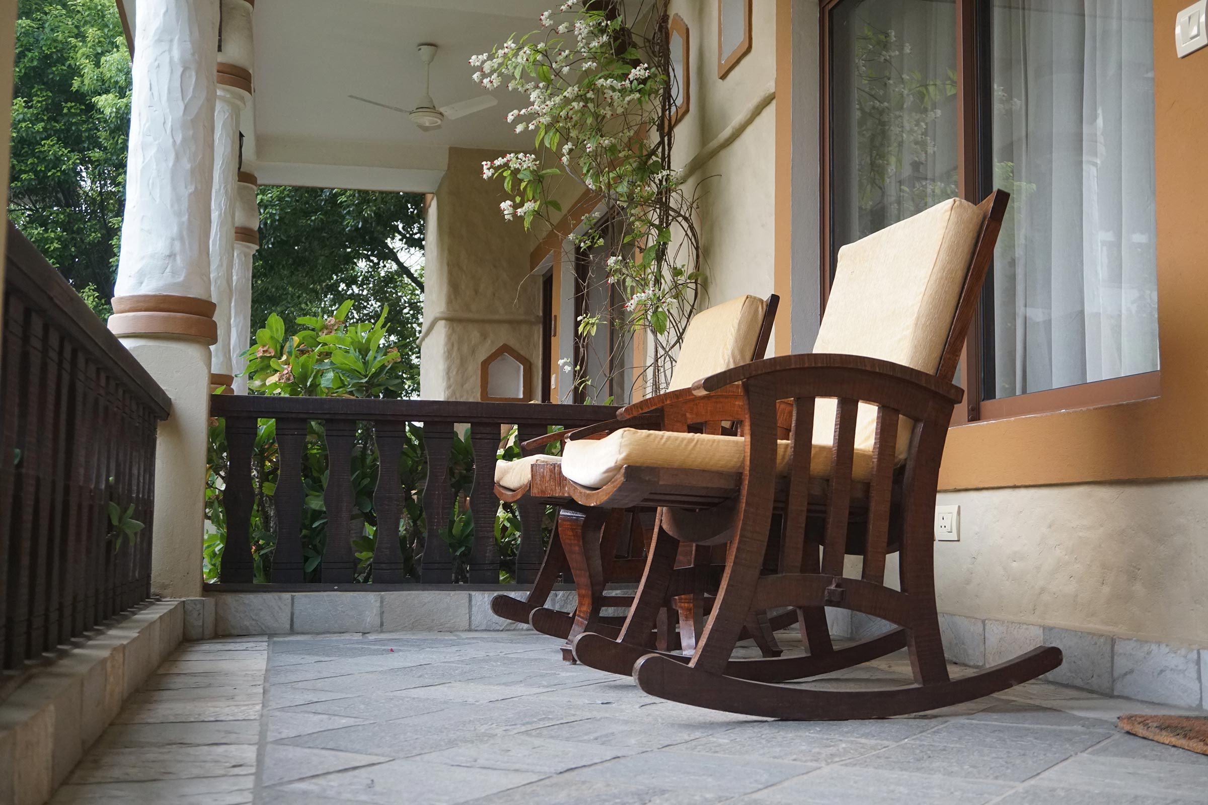 Rocking chairs on a front porch