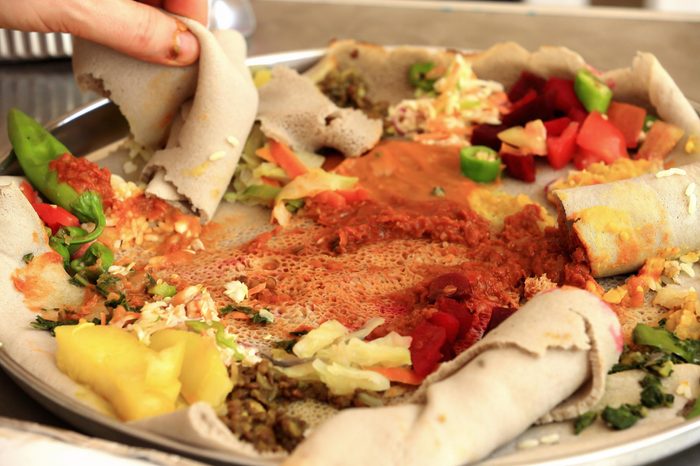 Typical ethiopian injera food