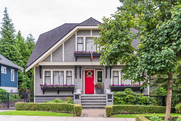 Houses in suburb at Summer in the north America. Luxury houses with nice landscape.