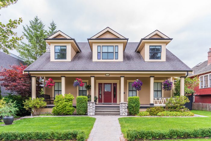 Houses in suburb at Summer in the north America. Luxury houses with nice landscape.