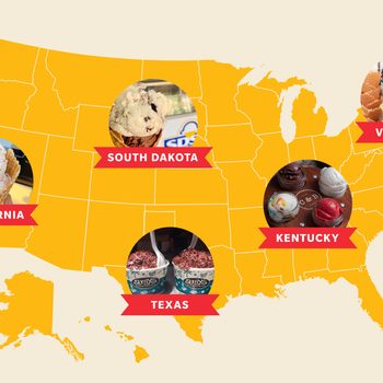 map of the United States showing the best ice cream in five states