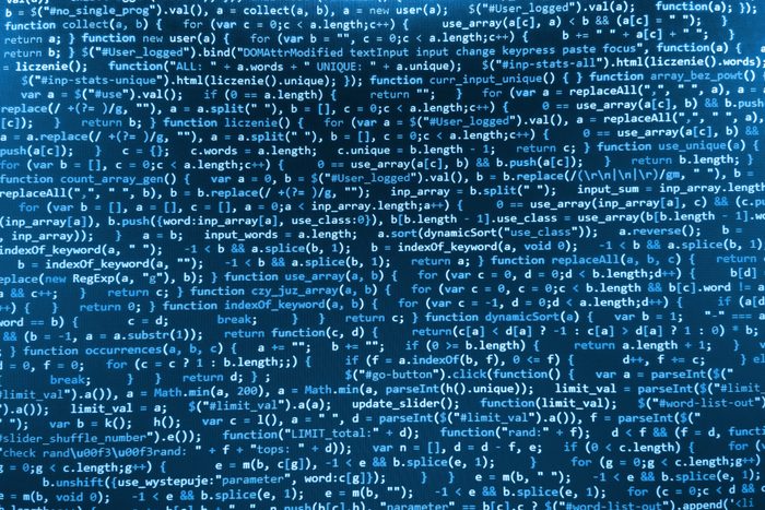 Software developer programming code. Abstract computer script code. Blue color. (MORE SIMILAR IN MY GALLERY)